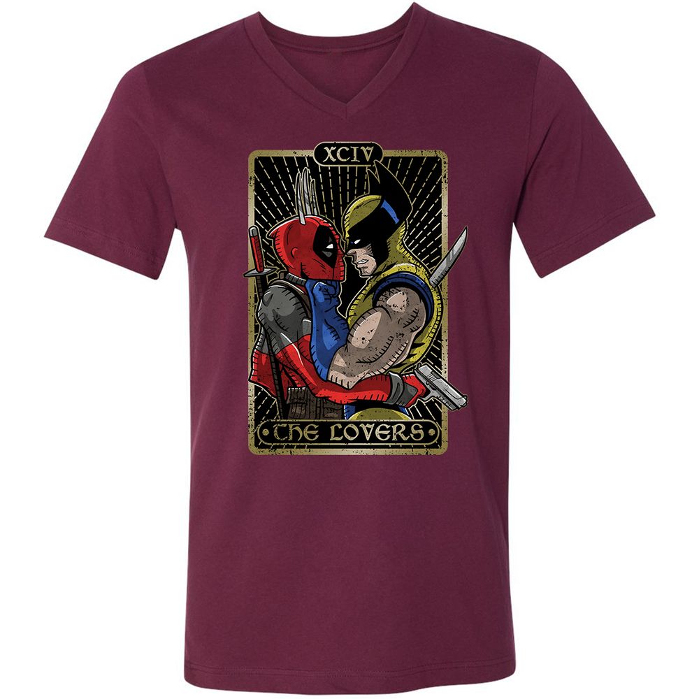 Unisex V-Neck T-Shirt - 7Q3JFNUZ - Maroon - 6