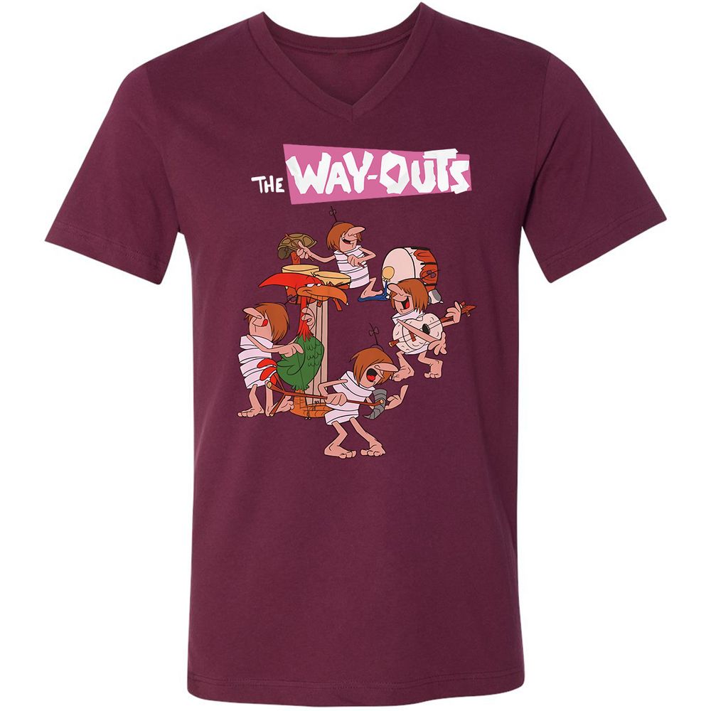 Unisex V-Neck T-Shirt - KMYB6ZJQ - Maroon - 6