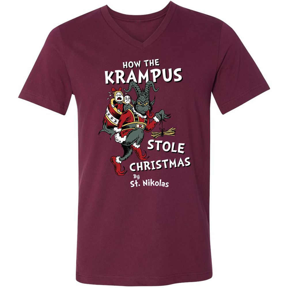 Unisex V-Neck T-Shirt - 7WBFTMYF - Maroon - 6