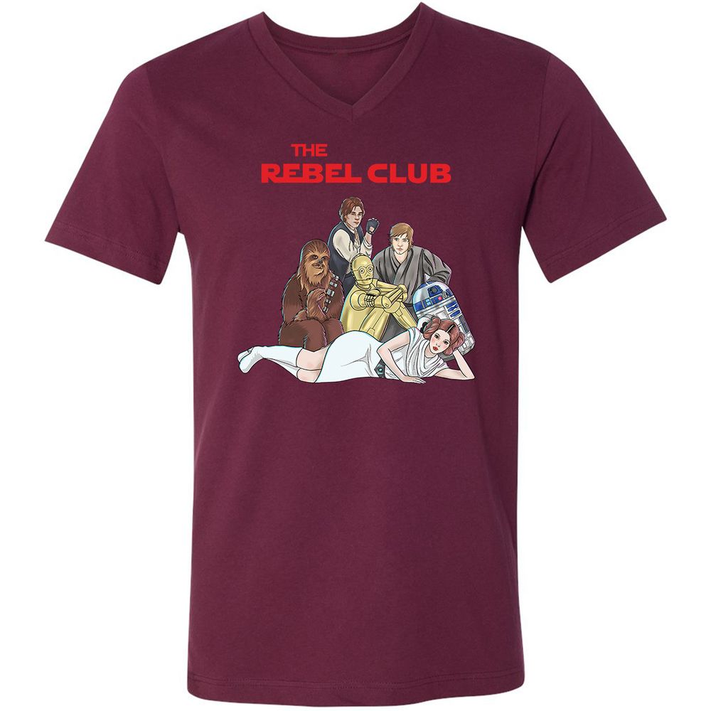 Unisex V-Neck T-Shirt - L9E5HNHR - Maroon - 6