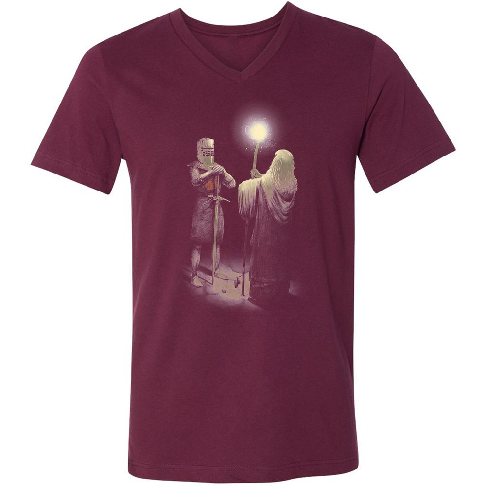 Unisex V-Neck T-Shirt - QC11VX4Q - Maroon - 6