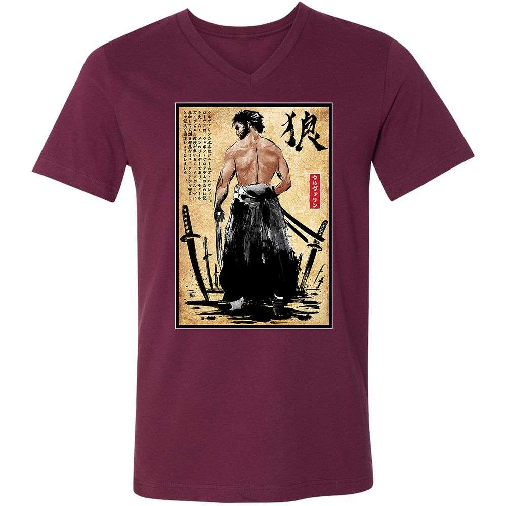Unisex V-Neck T-Shirt - F78XUM95 - Maroon - 6