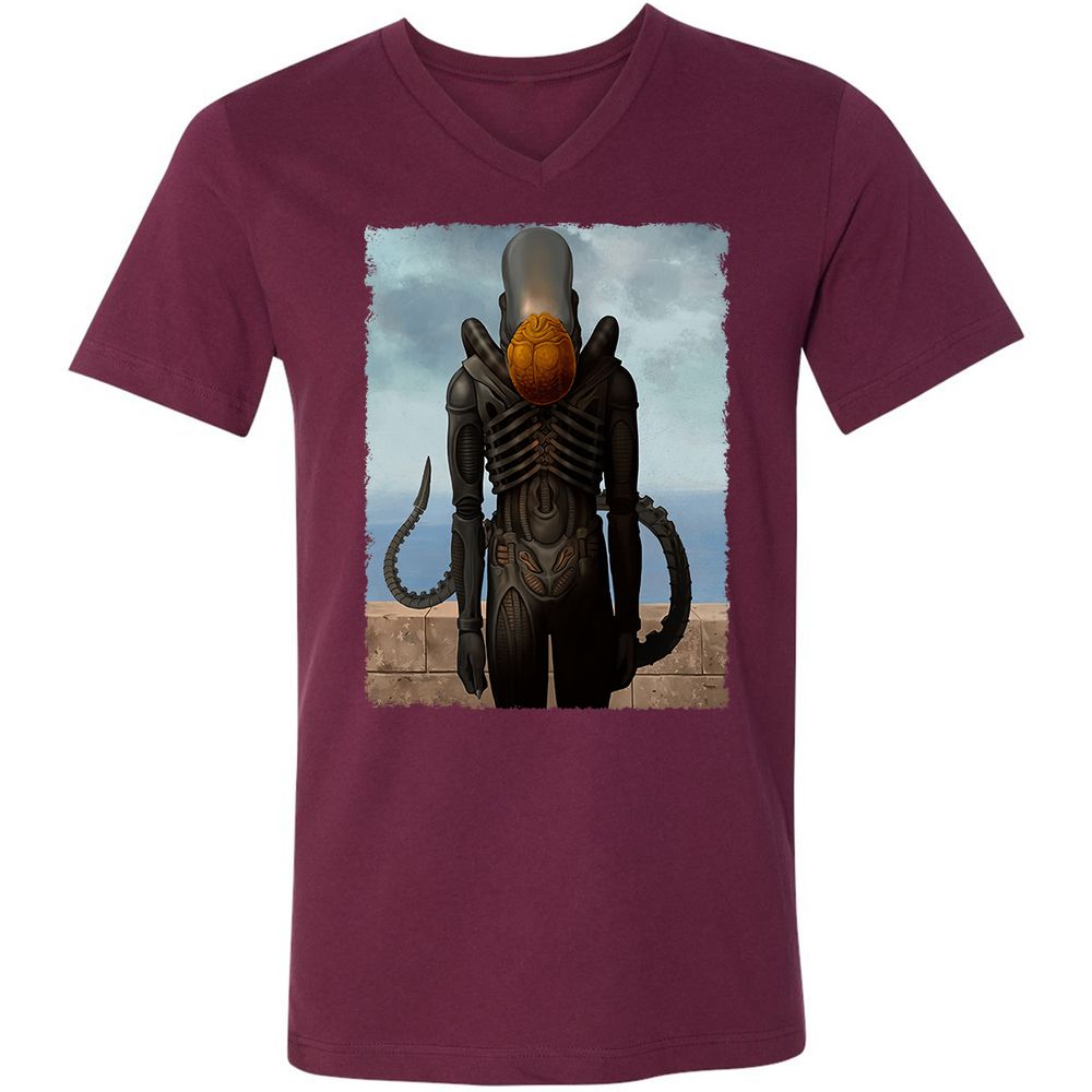 Unisex V-Neck T-Shirt - 46B89TEU - Maroon - 6