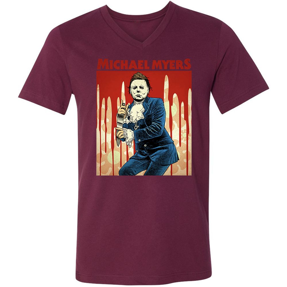 Unisex V-Neck T-Shirt - 5QMSAYPT - Maroon - 6