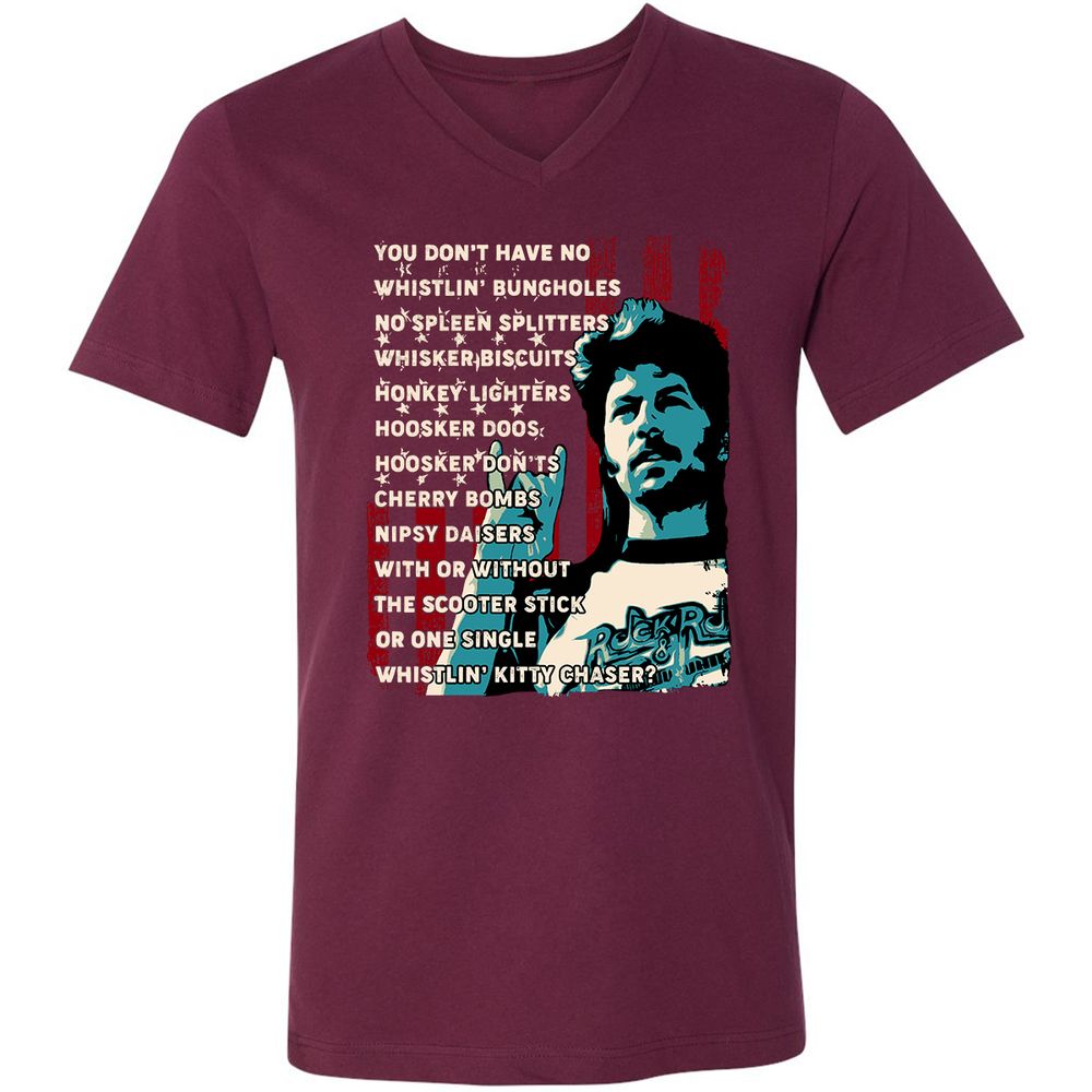 Unisex V-Neck T-Shirt - 92A1VNWQ - Maroon - 6
