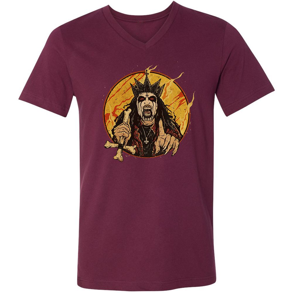 Unisex V-Neck T-Shirt - GFVQPCST - Maroon - 6