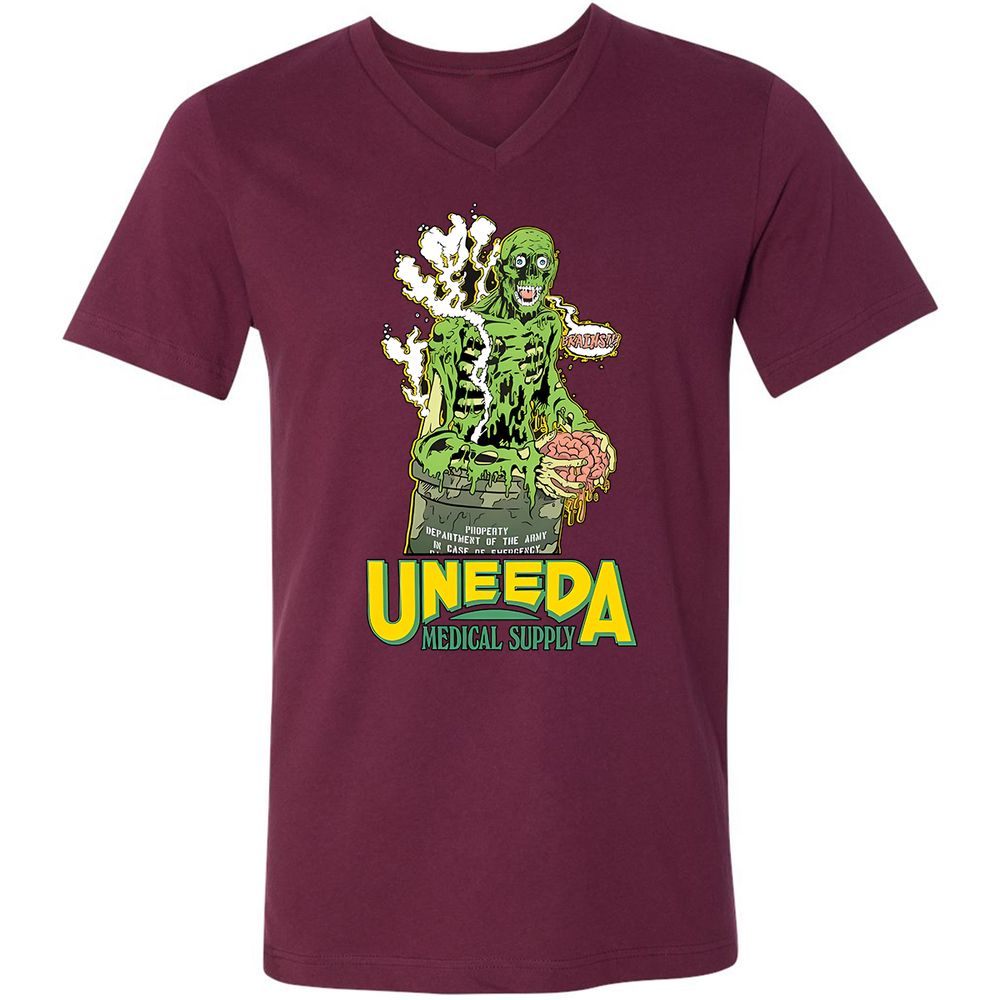 Unisex V-Neck T-Shirt - VMRC8YNC - Maroon - 6