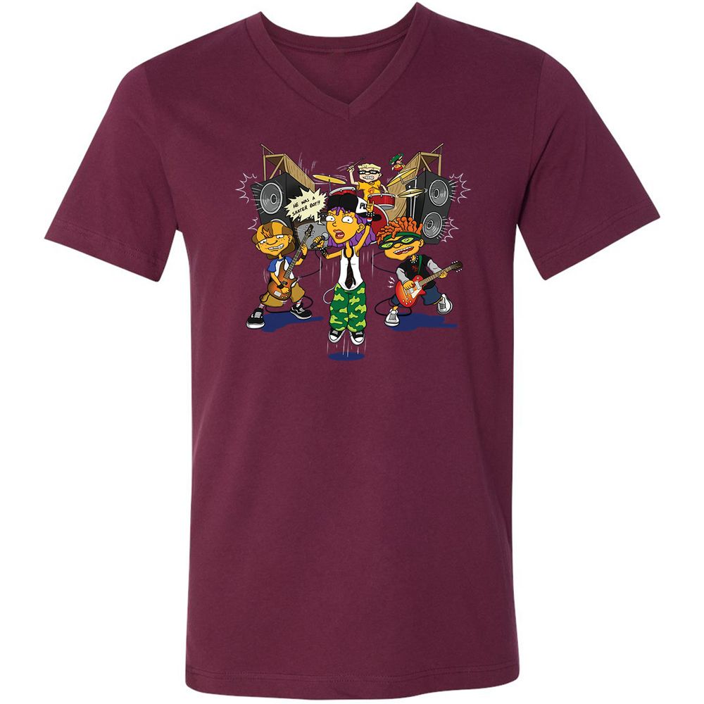 Unisex V-Neck T-Shirt - J887L9YZ - Maroon - 6