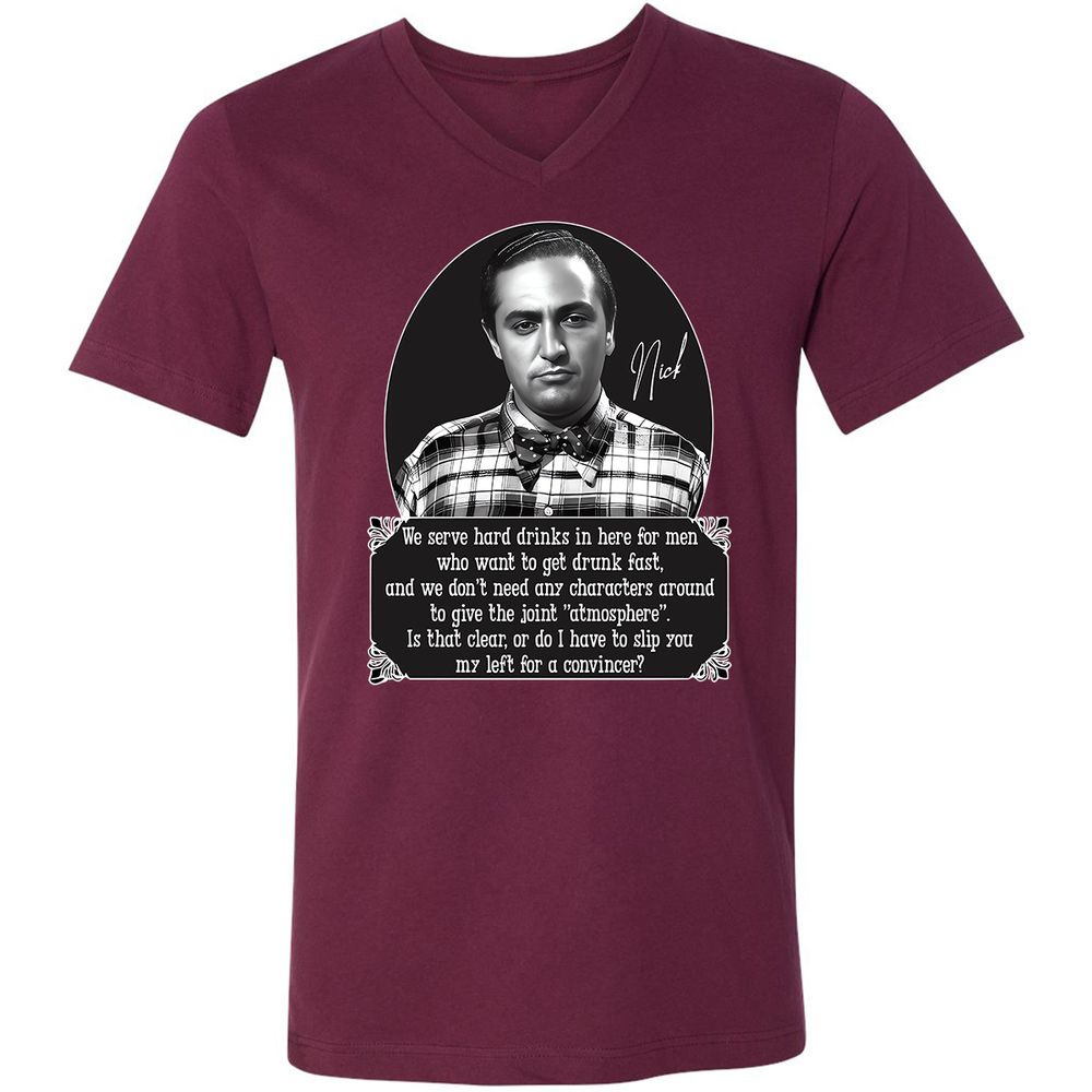 Unisex V-Neck T-Shirt - HN55QJZX - Maroon - 6