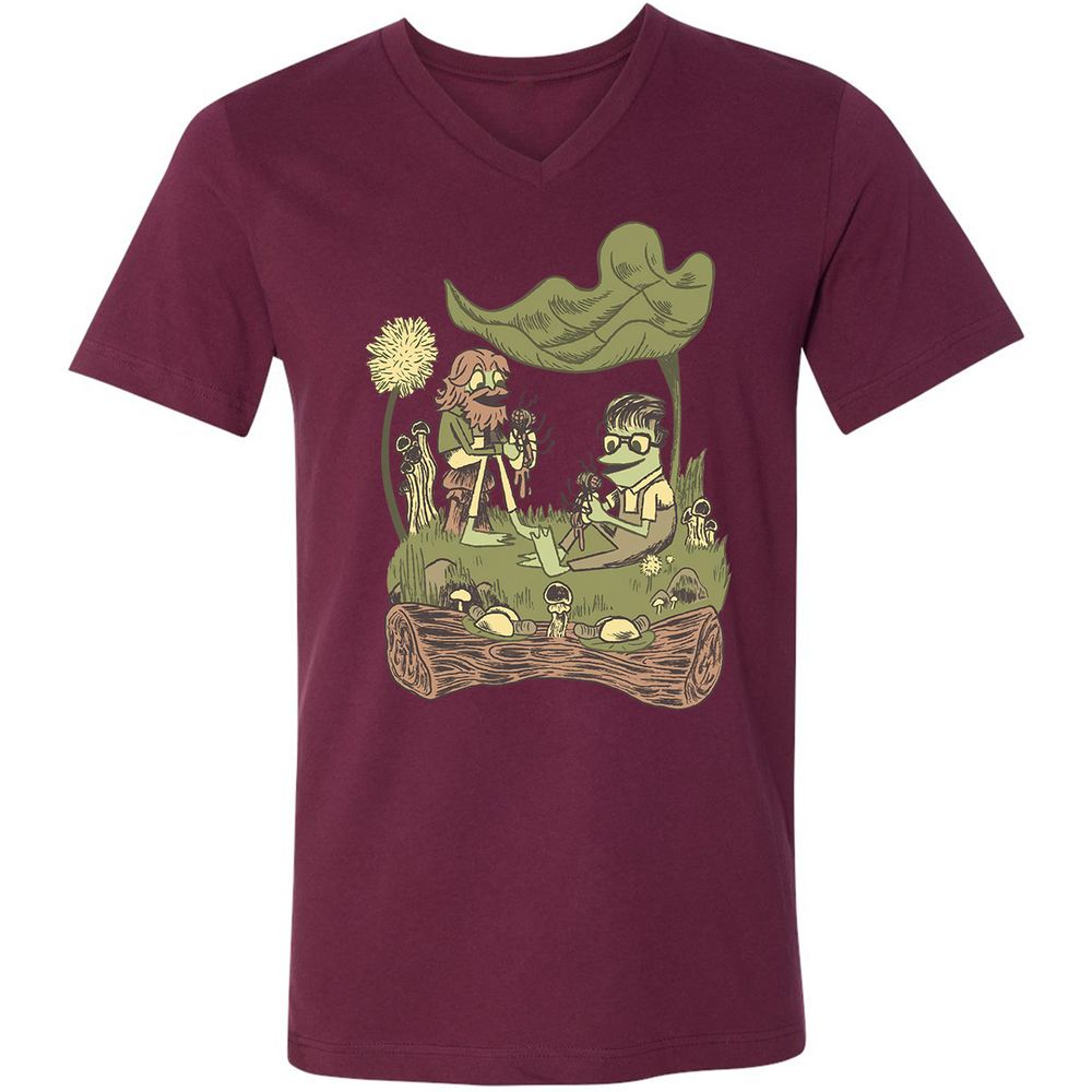 Unisex V-Neck T-Shirt - Q6UU7LTZ - Maroon - 6