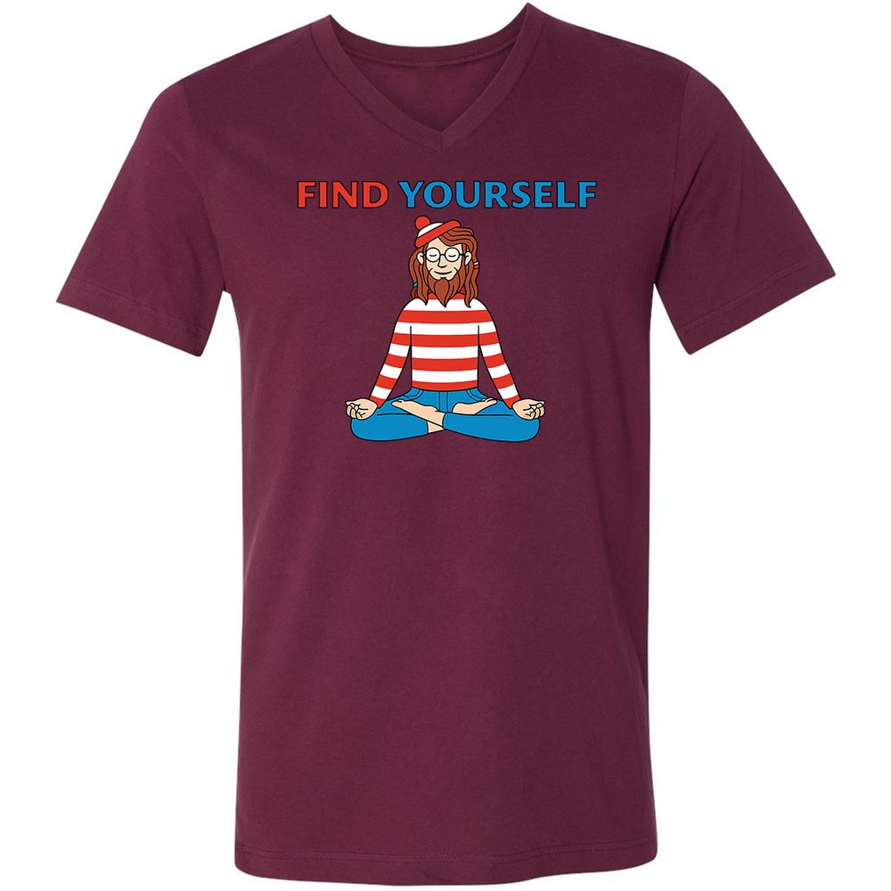 Unisex V-Neck T-Shirt - KCHR5MSW - Maroon - 6