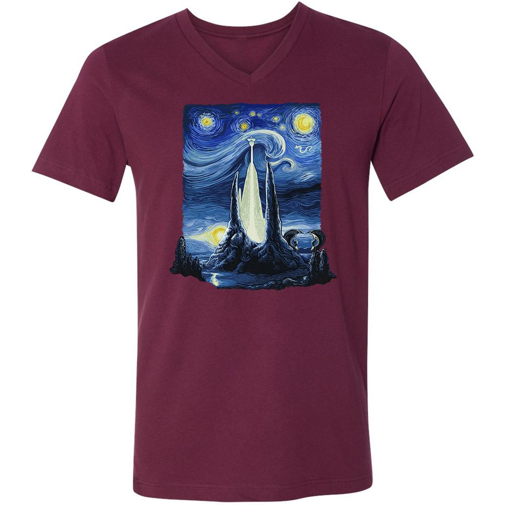 Unisex V-Neck T-Shirt - 5C6JR9D2 - Maroon - 6