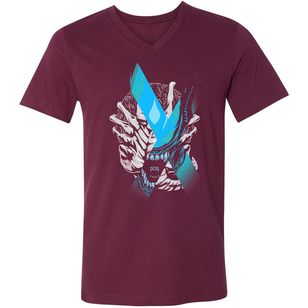 Unisex V-Neck T-Shirt - X6XW7949 - Maroon - 6