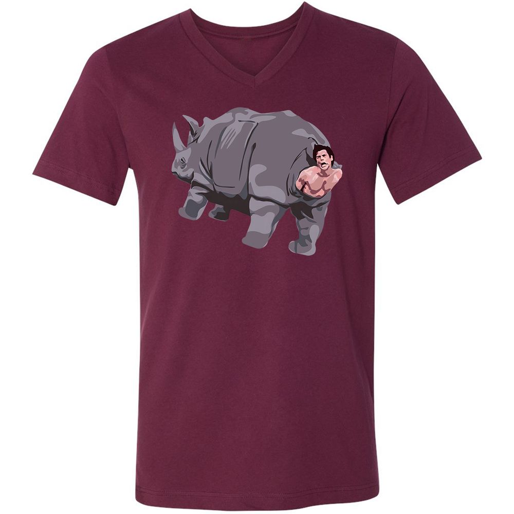 Unisex V-Neck T-Shirt - EJYH1SED - Maroon - 6