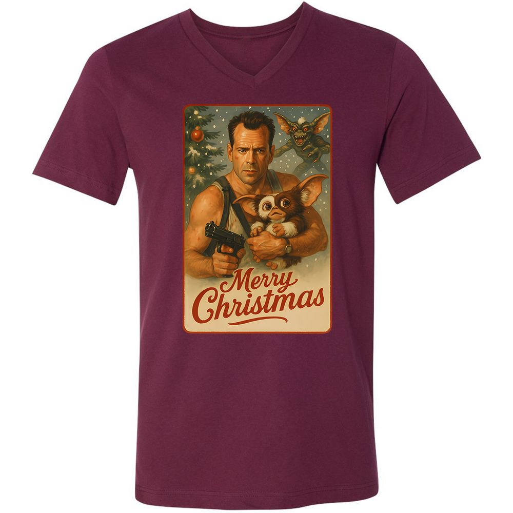 Unisex V-Neck T-Shirt - EXZZCXXL - Maroon - 6