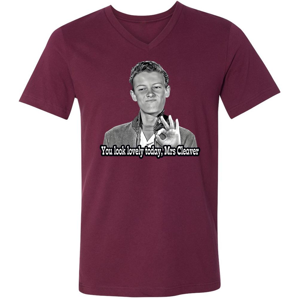 Unisex V-Neck T-Shirt - 7UPFK19S - Maroon - 6