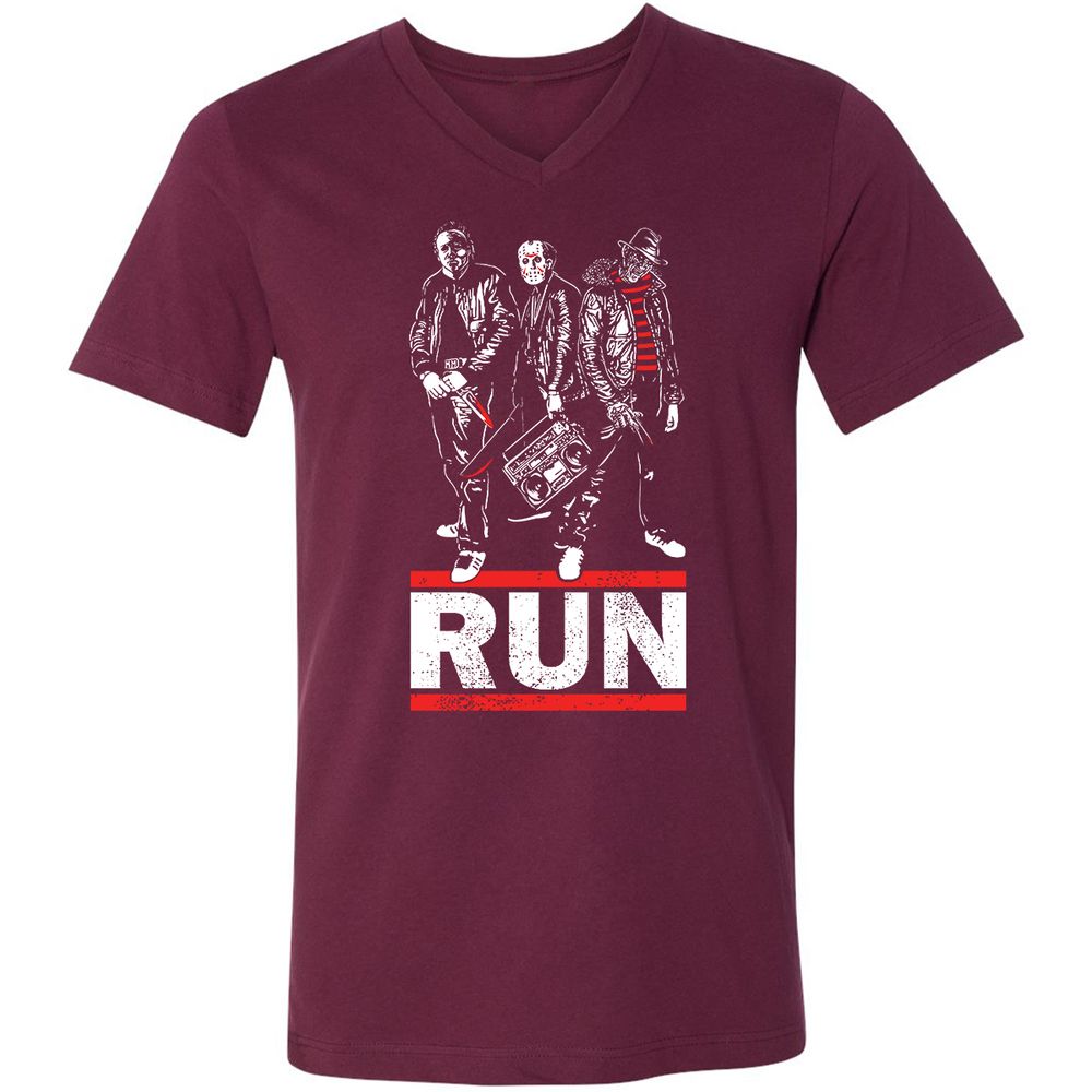 Unisex V-Neck T-Shirt - WPXJQB6R - Maroon - 6