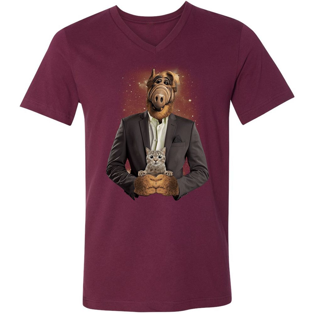Unisex V-Neck T-Shirt - RHFGZGKW - Maroon - 6