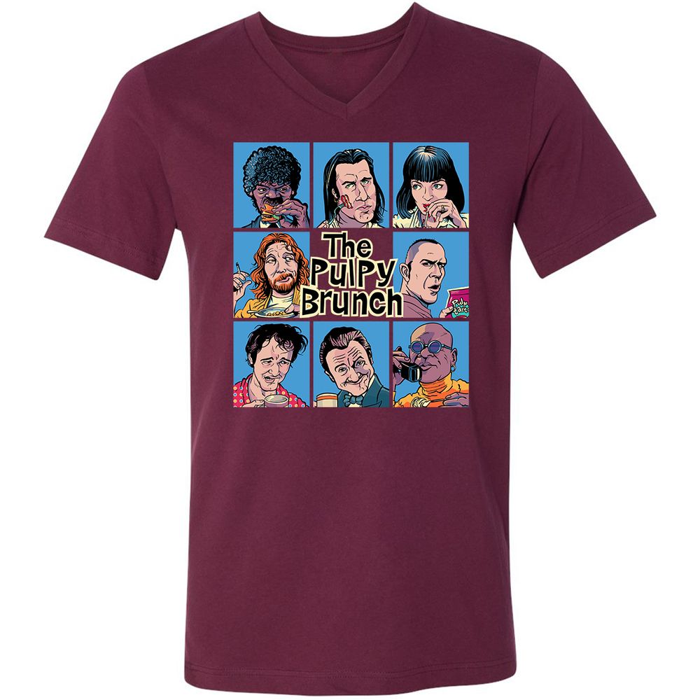 Unisex V-Neck T-Shirt - M234R38U - Maroon - 6