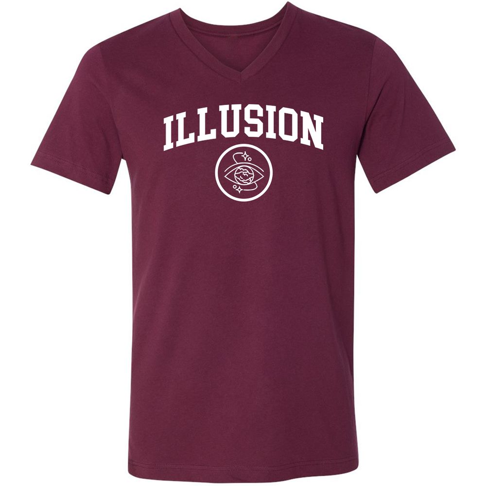 Unisex V-Neck T-Shirt - LVLZUA9Q - Maroon - 6