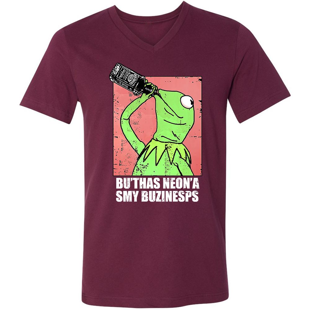 Unisex V-Neck T-Shirt - FFHZYJ9J - Maroon - 6