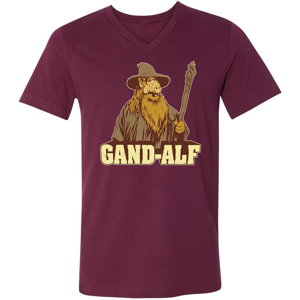 Unisex V-Neck T-Shirt - H9W4EZLQ - Maroon - 6