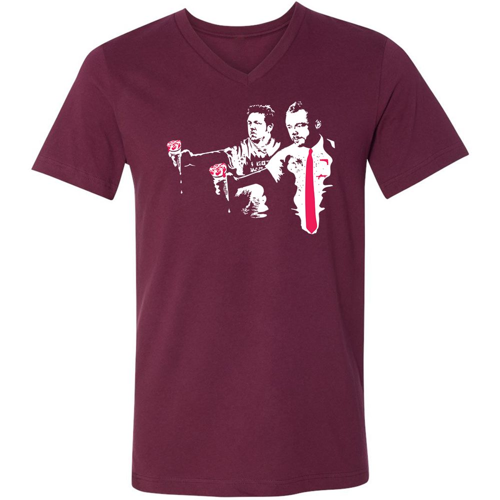 Unisex V-Neck T-Shirt - 18DFFRWE - Maroon - 6