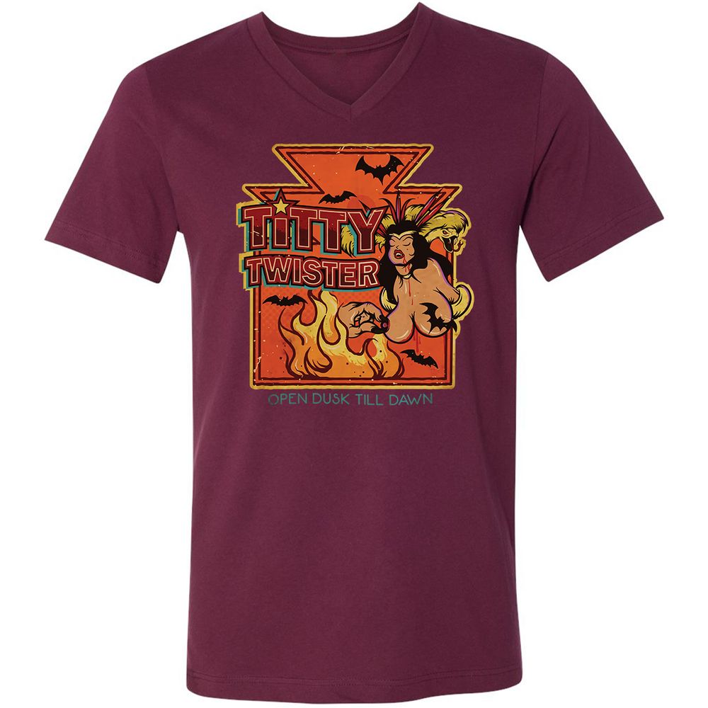 Unisex V-Neck T-Shirt - UMUWJ6LJ - Maroon - 6
