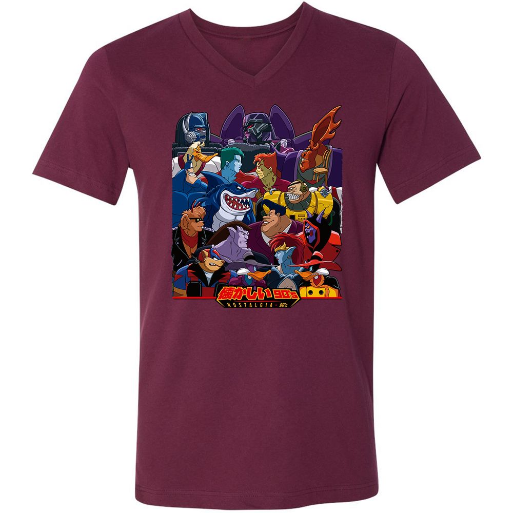 Unisex V-Neck T-Shirt - L3295ZJW - Maroon - 6