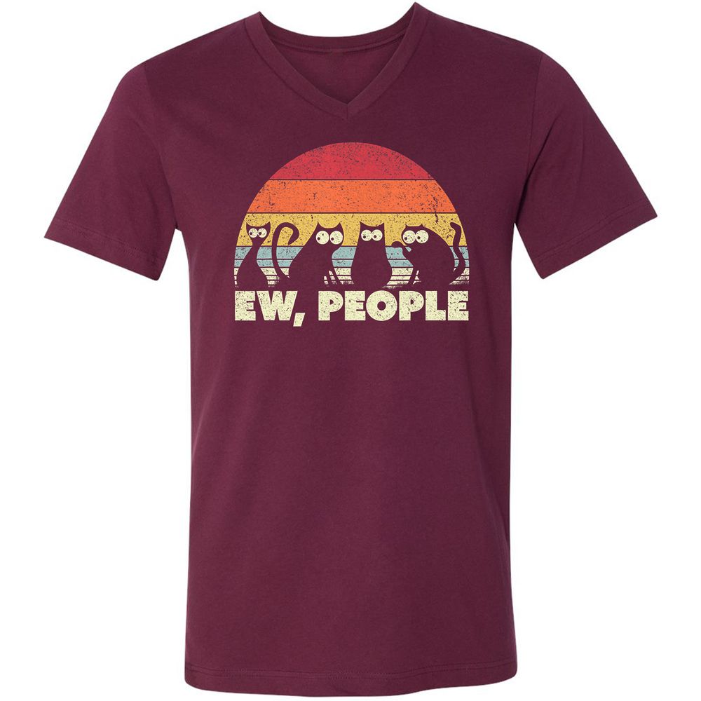 Unisex V-Neck T-Shirt - QCR5CSGQ - Maroon - 6