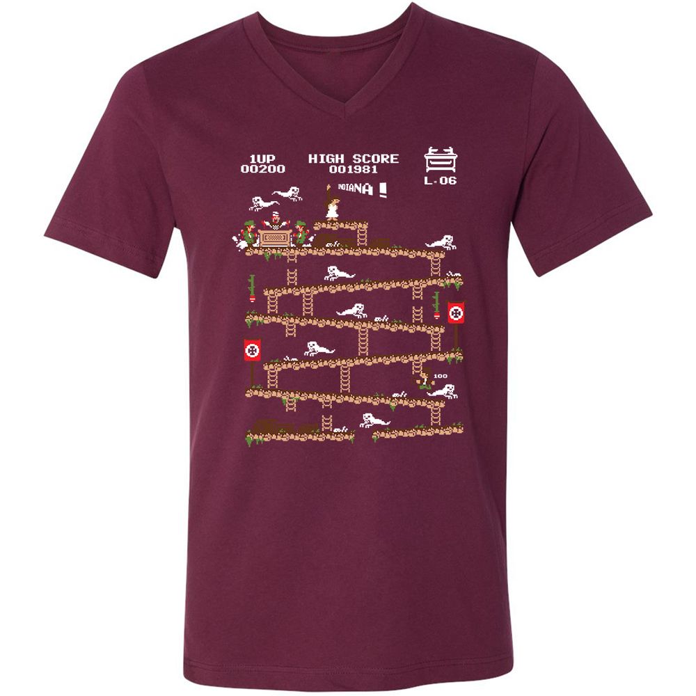Unisex V-Neck T-Shirt - 34H8G4Y3 - Maroon - 6