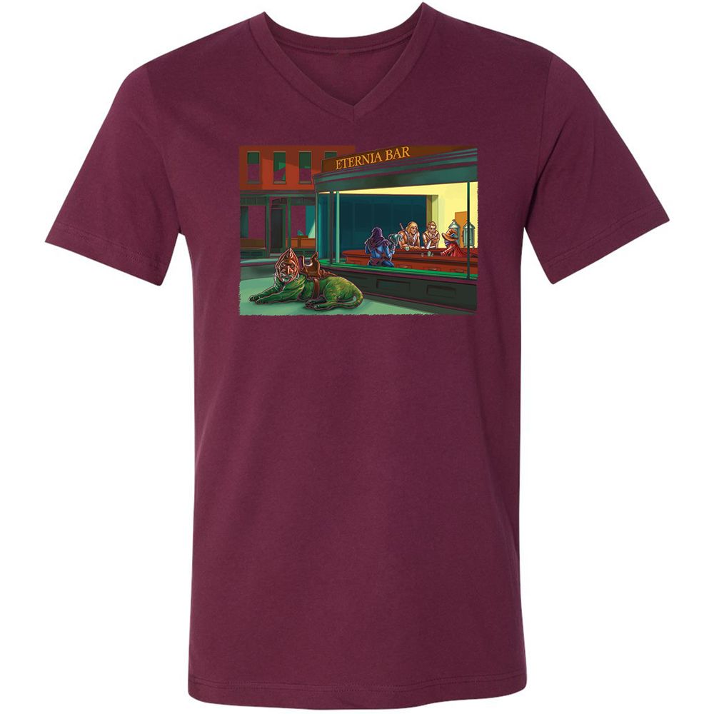 Unisex V-Neck T-Shirt - KGBQQPQS - Maroon - 6