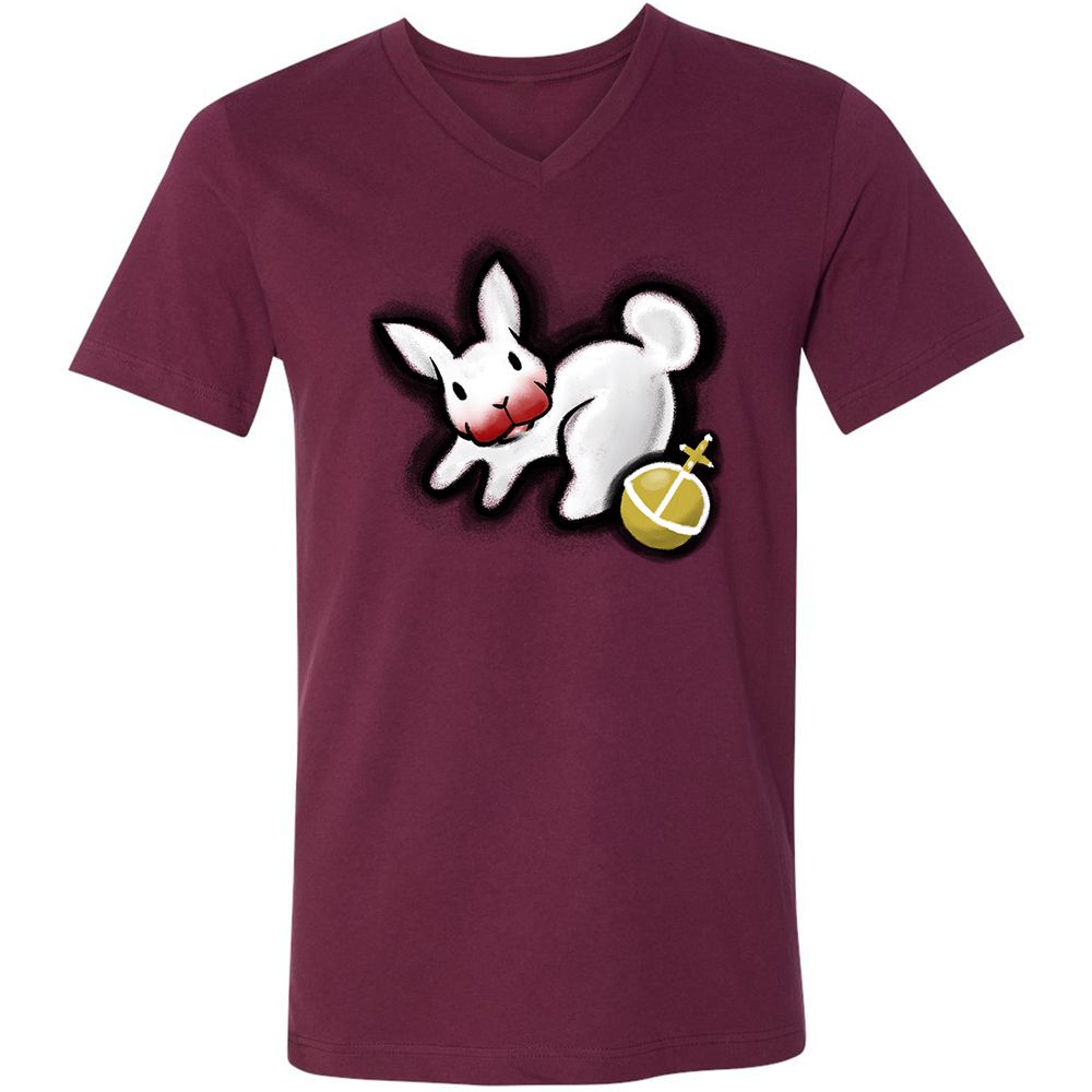 Unisex V-Neck T-Shirt - 2GAP4GEW - Maroon - 6