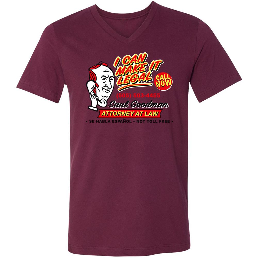 Unisex V-Neck T-Shirt - L4TVXSWK - Maroon - 6