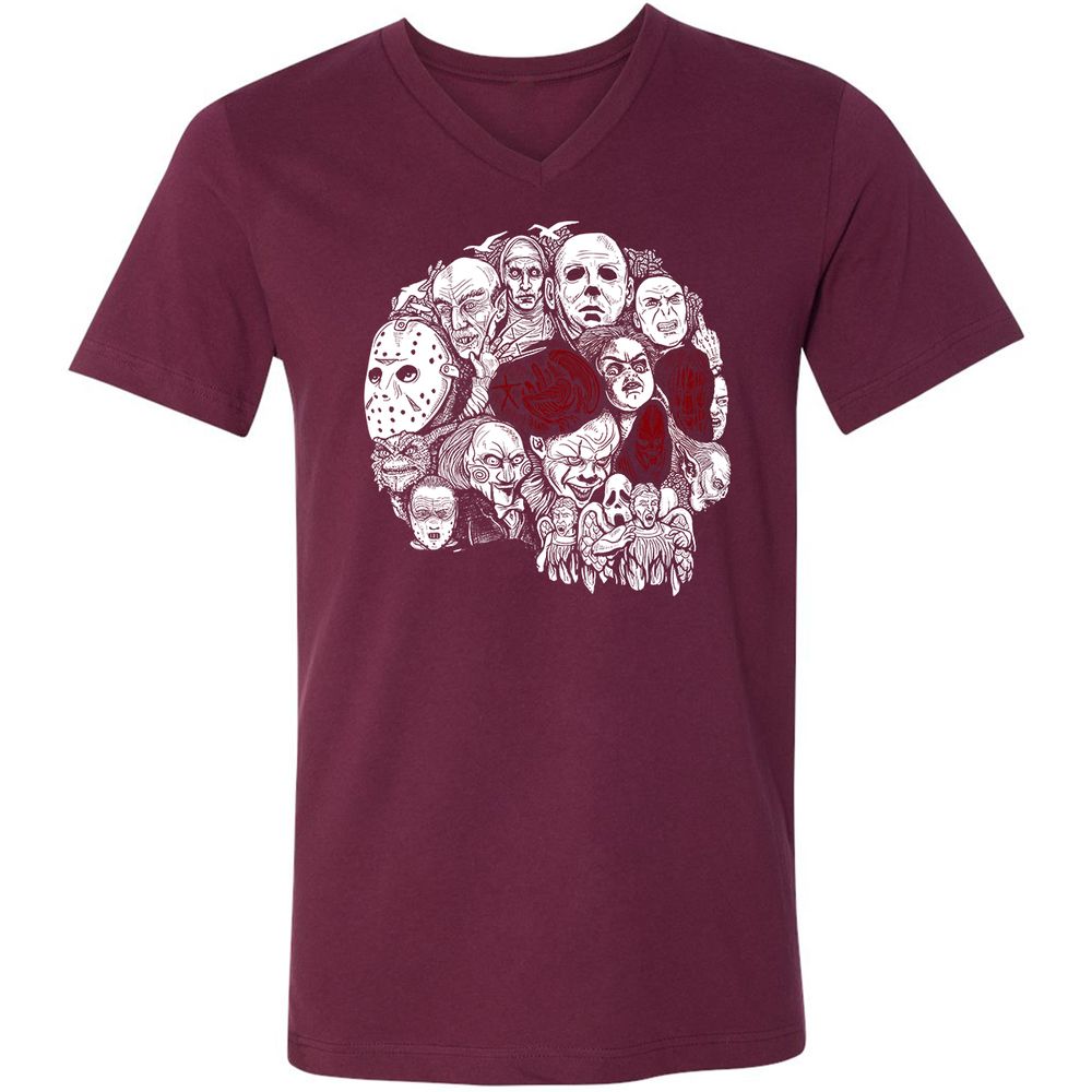 Unisex V-Neck T-Shirt - R8L5UHVT - Maroon - 6