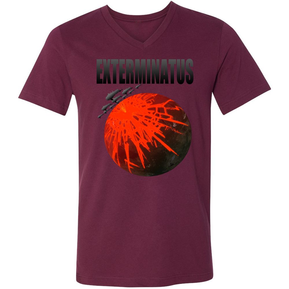 Unisex V-Neck T-Shirt - VJZCKVEC - Maroon - 6