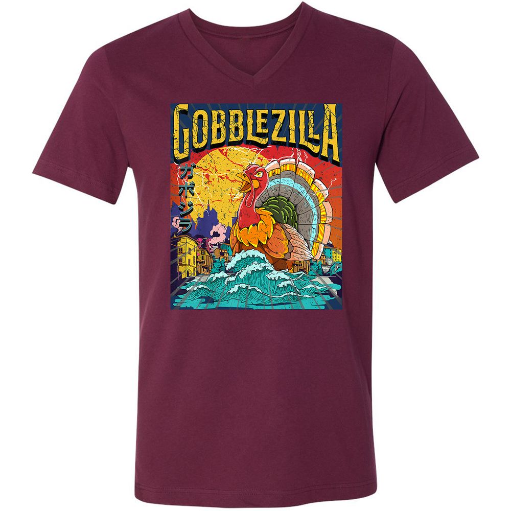 Unisex V-Neck T-Shirt - 96UUY1JW - Maroon - 6