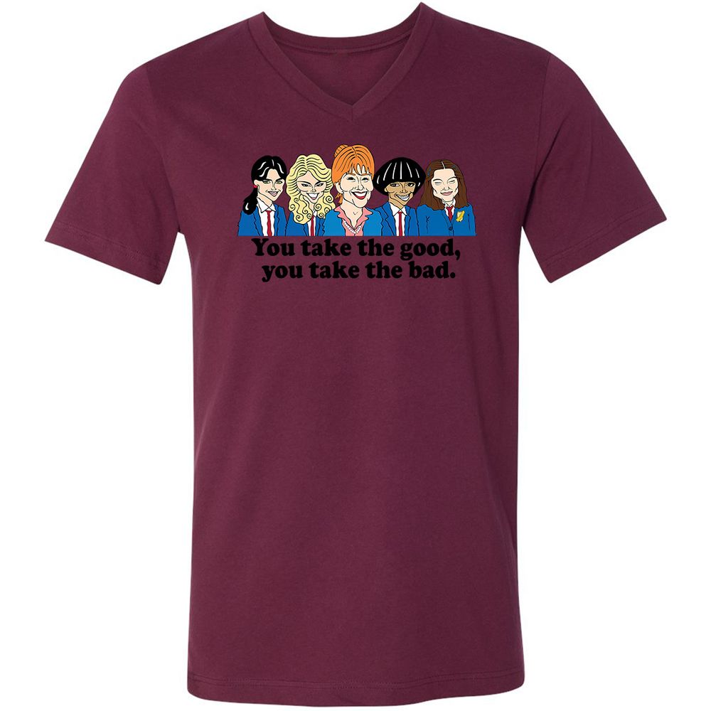 Unisex V-Neck T-Shirt - 6H126JMN - Maroon - 6