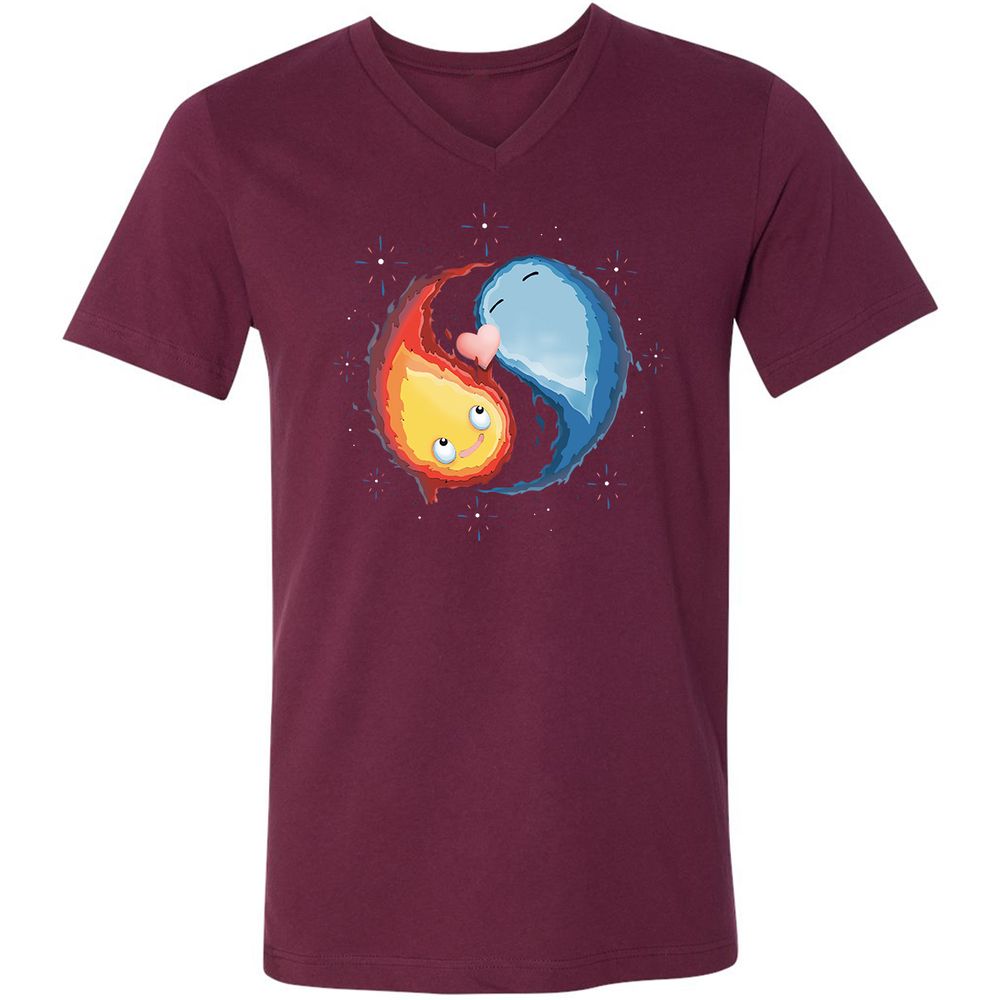 Unisex V-Neck T-Shirt - 4W92J8UJ - Maroon - 6