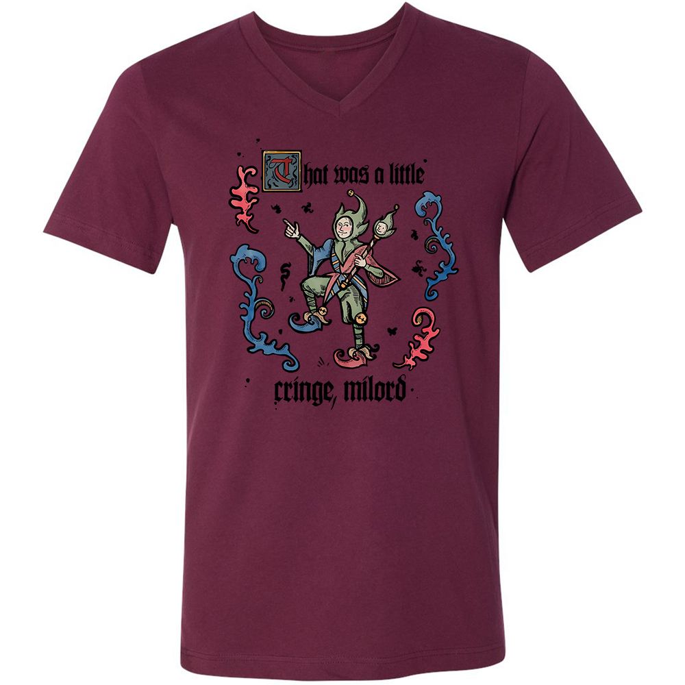 Unisex V-Neck T-Shirt - 8Y647KF7 - Maroon - 6
