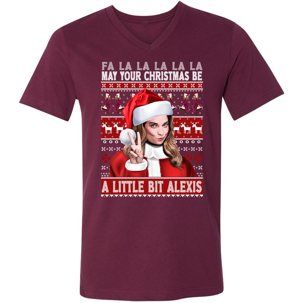 Unisex V-Neck T-Shirt - 56632TU2 - Maroon - 6