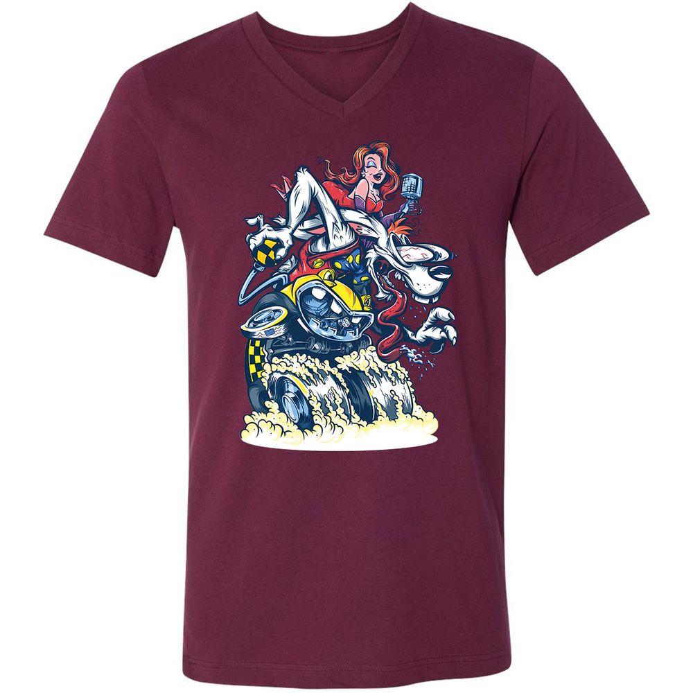 Unisex V-Neck T-Shirt - CN24WZBS - Maroon - 6