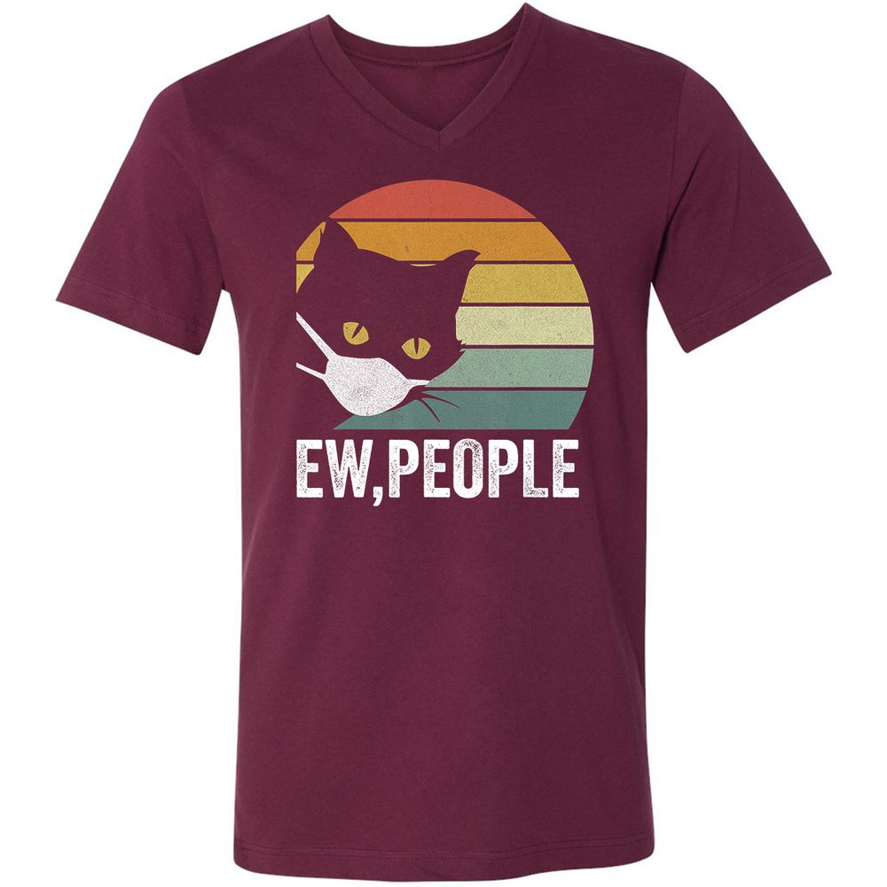 Unisex V-Neck T-Shirt - 89UZW9LN - Maroon - 6