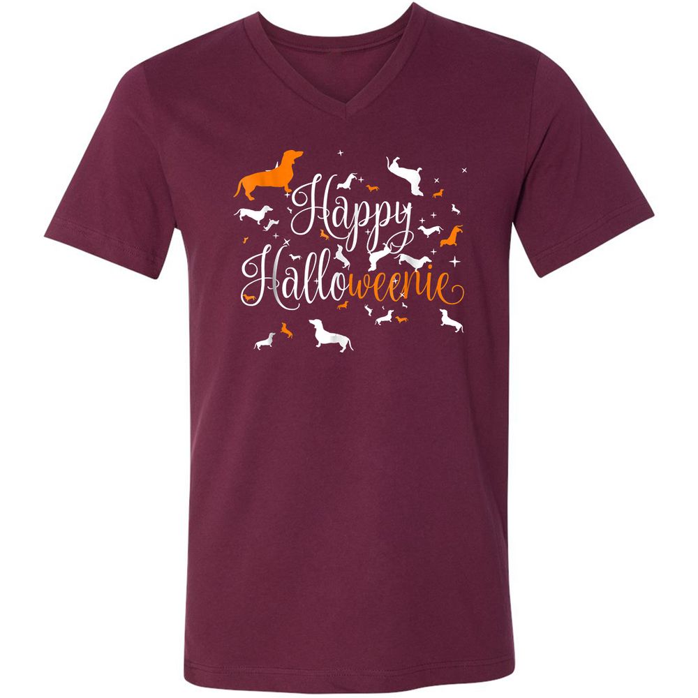 Unisex V-Neck T-Shirt - MQVGJM53 - Maroon - 6