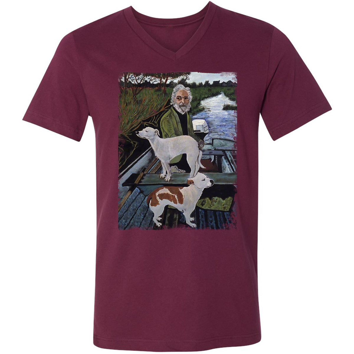 Unisex V-Neck T-Shirt - ZY8JYX1T - Maroon - 6