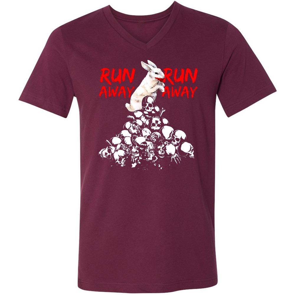 Unisex V-Neck T-Shirt - ZAJ4UGX3 - Maroon - 6