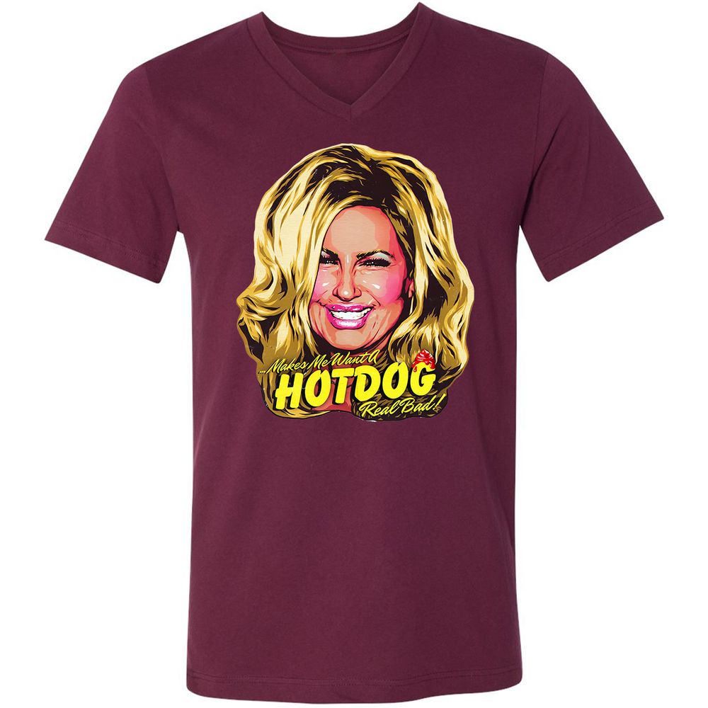 Unisex V-Neck T-Shirt - TAQHUYHF - Maroon - 6