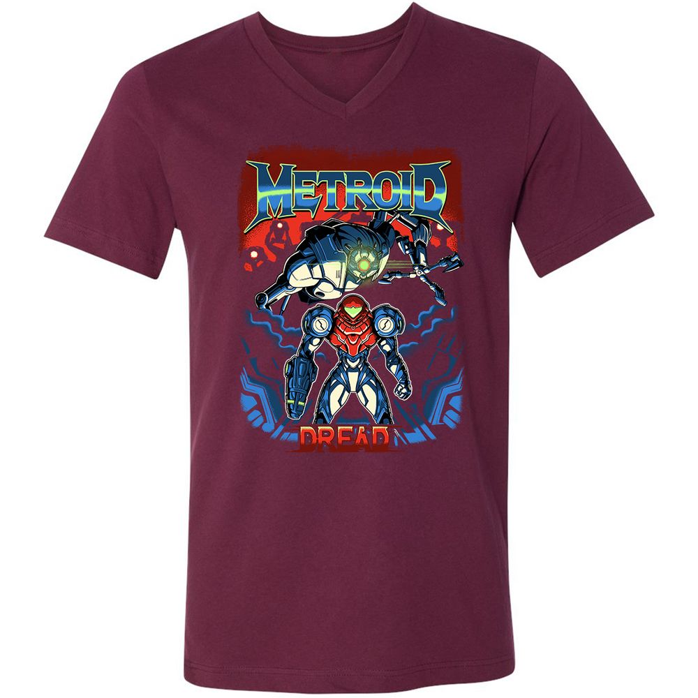Unisex V-Neck T-Shirt - 37PHZRGR - Maroon - 6