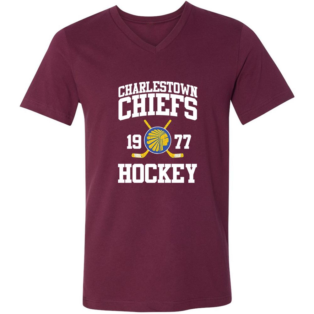 Unisex V-Neck T-Shirt - 2YQDBTJY - Maroon - 6