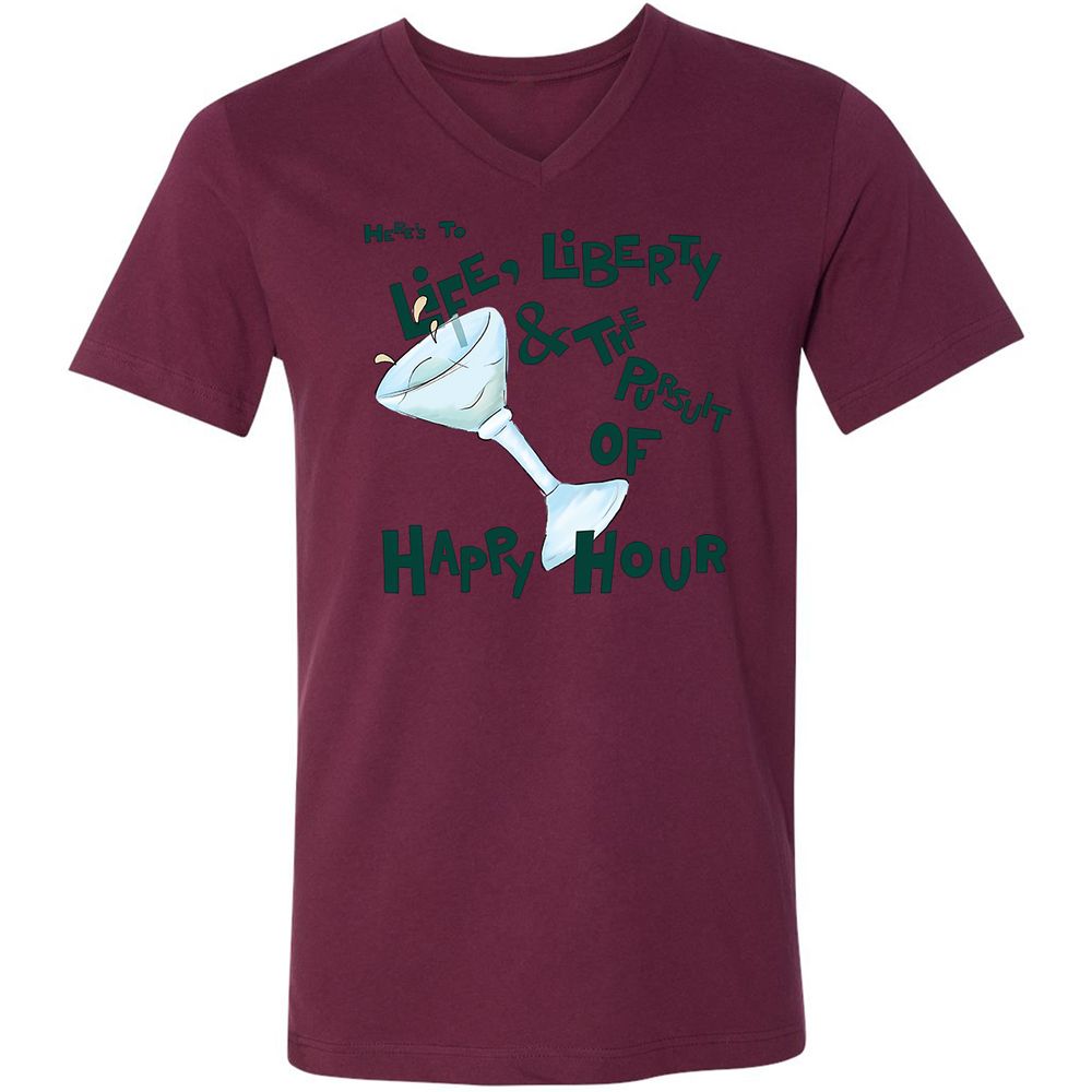 Unisex V-Neck T-Shirt - NQ15DWXG - Maroon - 6